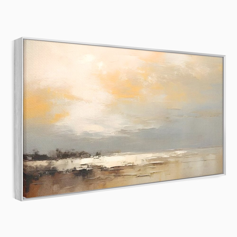 Tablou canvas cu tablou canvas cu peisaj maritim abstract, in rama de aluminiu argintiu